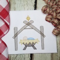 Nativity Scene Sketch Embroidery Design
